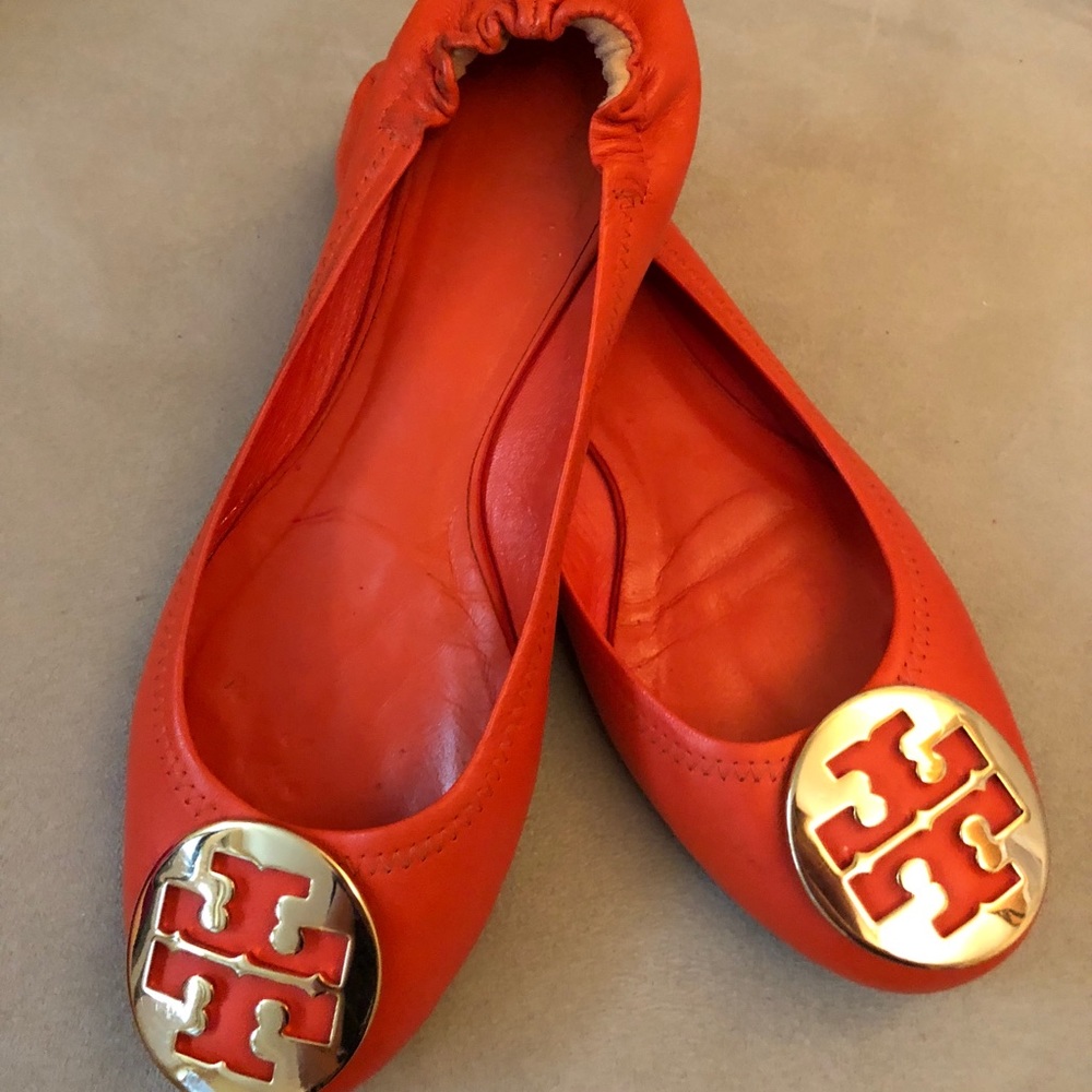 Tory Burch orange Reva flats size 9